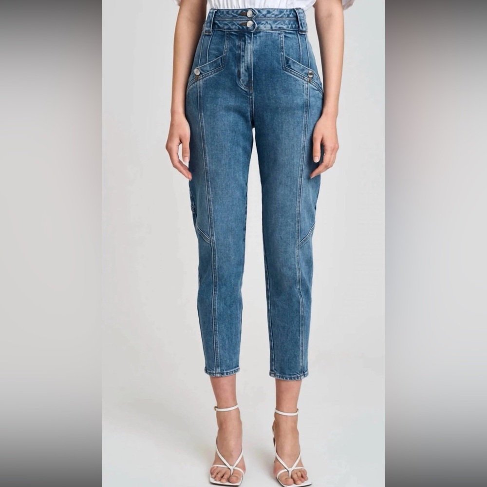 $395 Derek Lam 10 Crosby Medium Wash Alexa High Waist Crop Tapered Jeans - 30